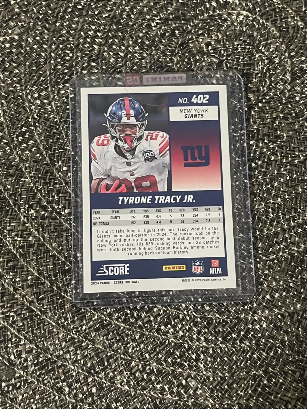 🏈 Tyrone Tracy Jr. / RB Panini CS Score Football Card - Rookie Card #402